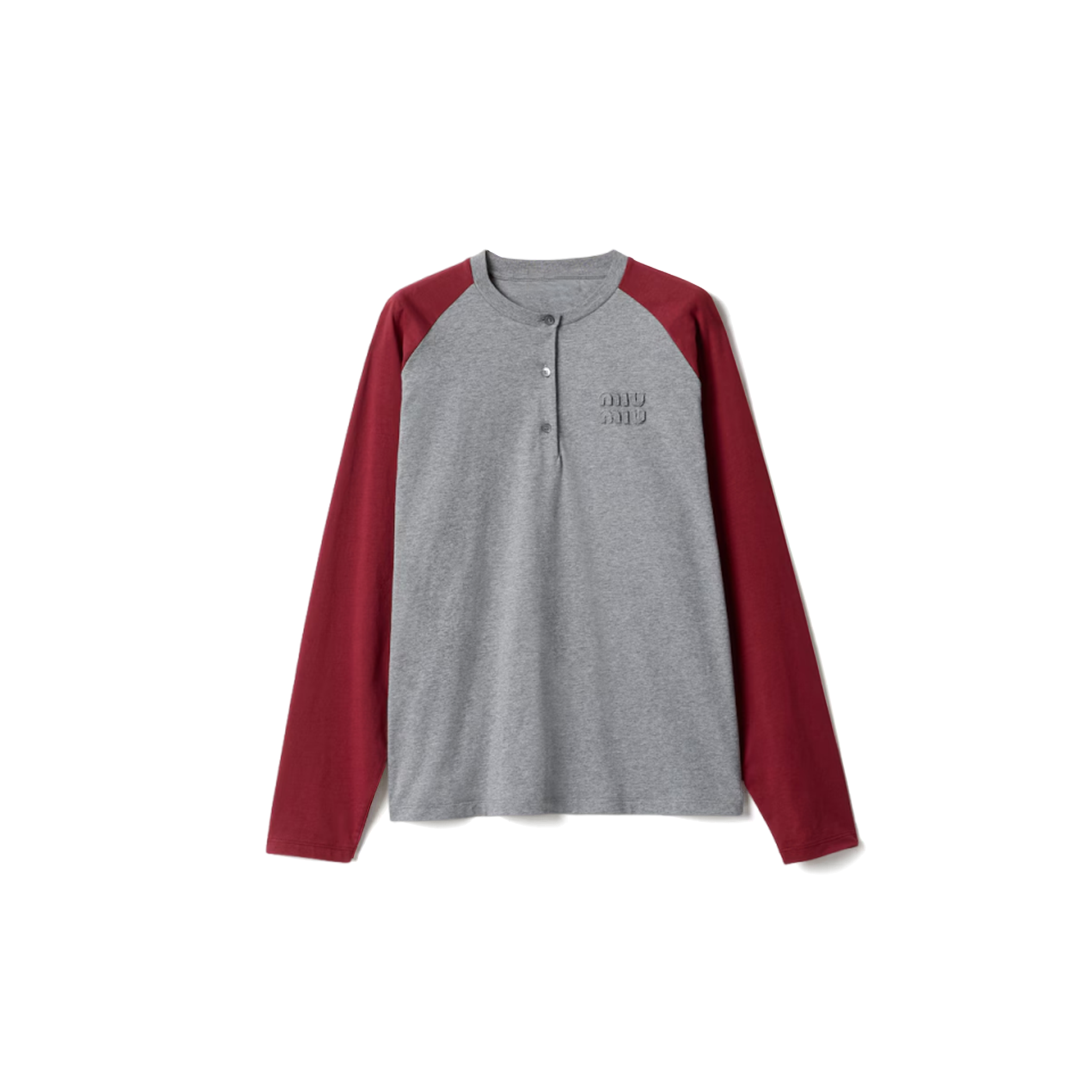 MIU MIU COTTON JERSEY HENLEY SHIRT MJLA34